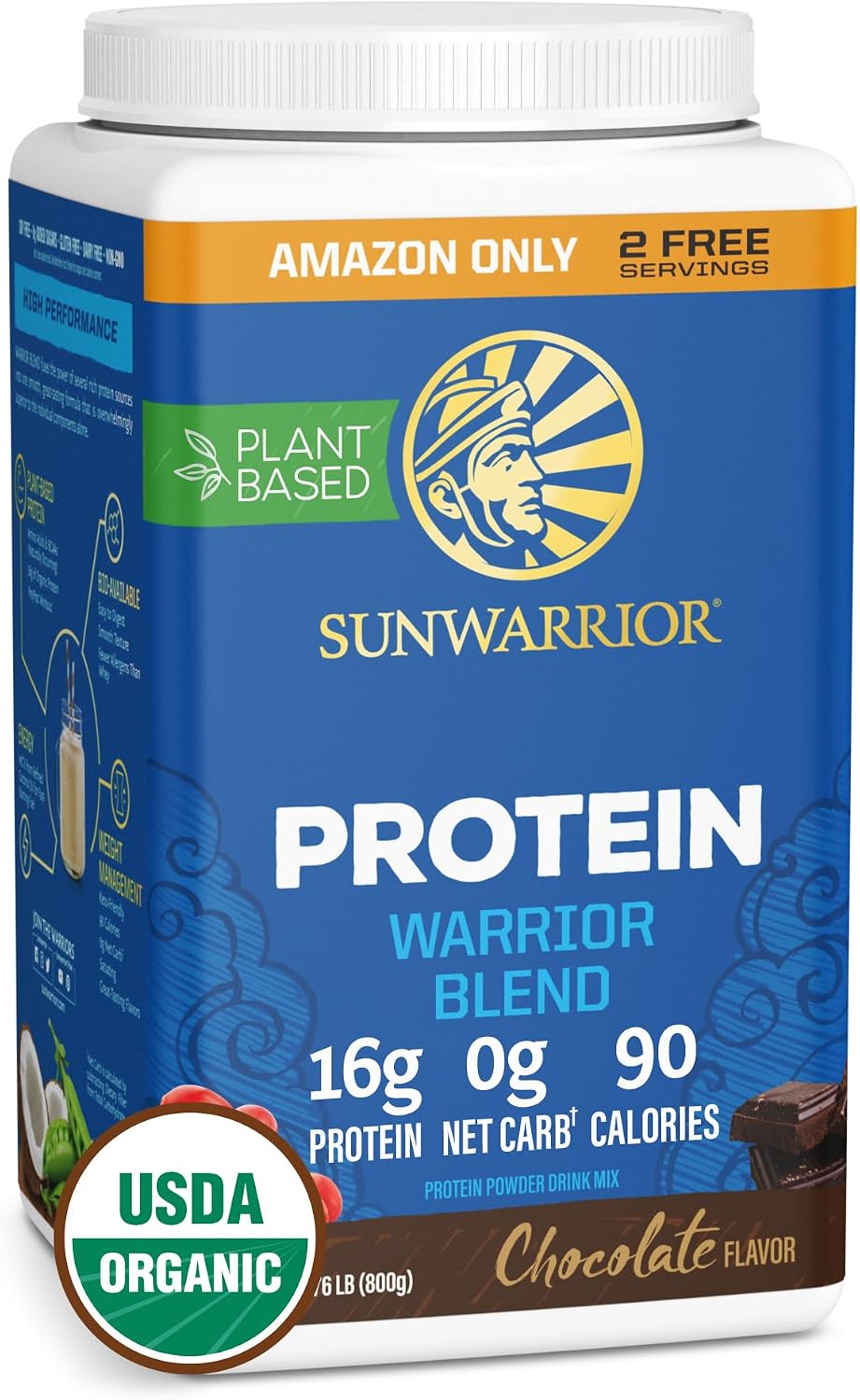 Organic Plant Based Protein Powder | Vegan Organic Protein Powder Chocolate Flavored with BCAA Amino Acids & Hemp Seed Pea Blend | Non-GMO Soy Dairy Filler & Gluten Free (Chocolate, 32 Servings)